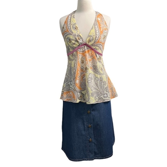 ABS ALLEN SCHWARTZ *NWT* 100% COTTON A-LINE DENIM BUTTON DOWN SKIRT SIZE 29 - Picture 15 of 16